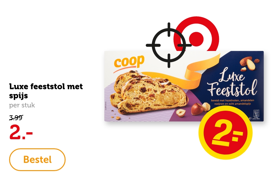 Luxe feeststol met spijs, per stuk. Van 3.99 voor 2.-