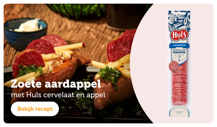 Zoete aardappel met Huls cervelaat en appel