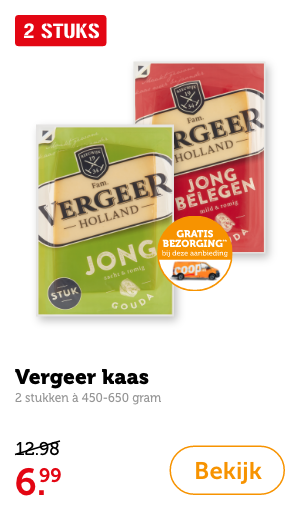 Vergeer kaas, 2 stukken à 450-650 gram. Van 12.98 voor 6.99