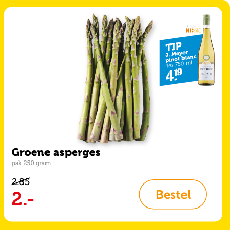 Groene asperges, pak 250 gram. Van 2.85 voor 2.-