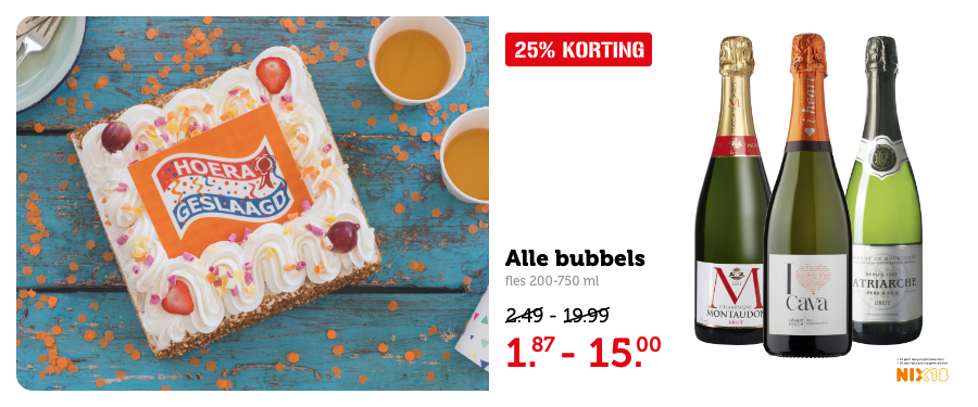 Alle bubbels, fles 200-750 ml, 25% KORTING