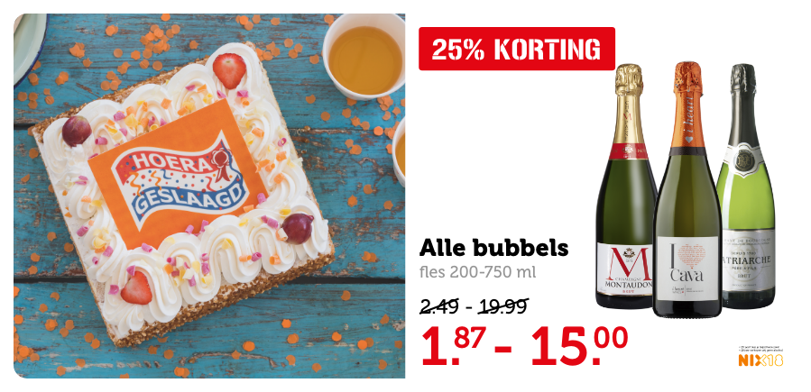 Alle bubbels, fles 200-750 ml, 25% KORTING