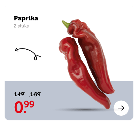 Paprika, 2 stuks. Van 1.19/1.59 voor 0.99