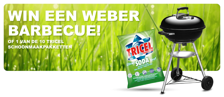 Maak nu kans op een echte Weber barbecue bij aankoop van 2 zakken Tricel Zilver Soda Grof!