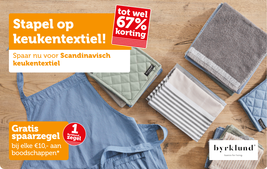 Stapel op keukentextiel! Spaar nu voor Scandinavisch keukentextiel.