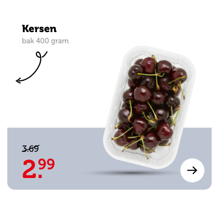 Kersen, bak 400 gram. Van 3.69 voor 2.99