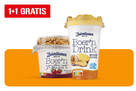 Zuivelhoeve Boer'n drink of yoghurt met muesli of granola