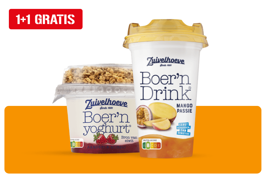 Zuivelhoeve Boer'n drink of yoghurt met muesli of granola