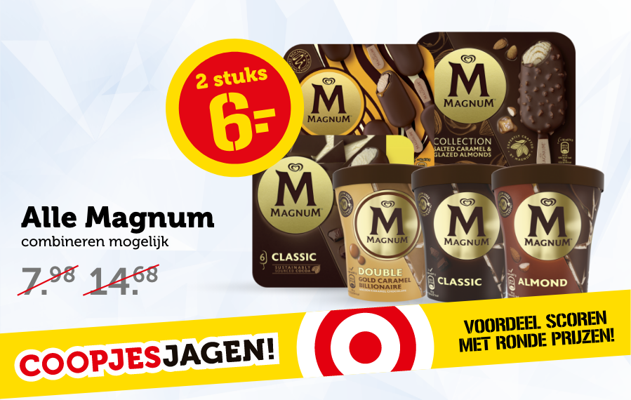 Alle Magnum, combineren mogelijk. 2 stuks 6.-