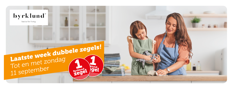 Laatste week: Spaar nu met dubbele zegels voor keukentextiel!