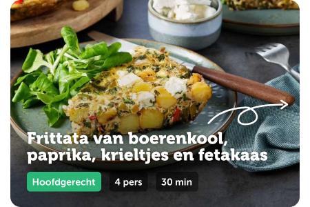 Frittata van boerenkool, paprika, krieltjes en fetakaas