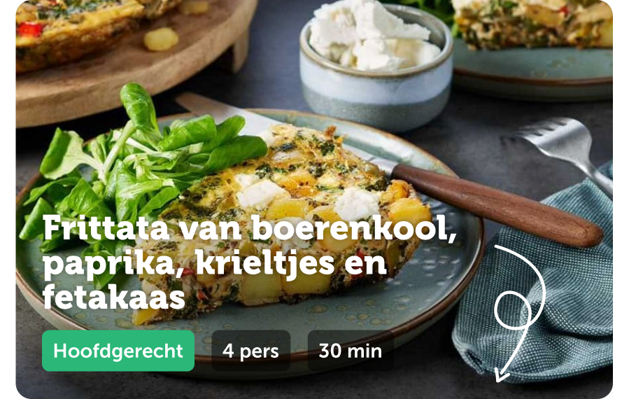 Frittata van boerenkool, paprika, krieltjes en fetakaas