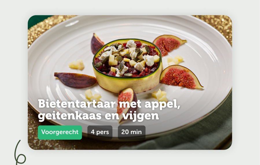 Bietentartaar met appel, geitenkaas en vijgen