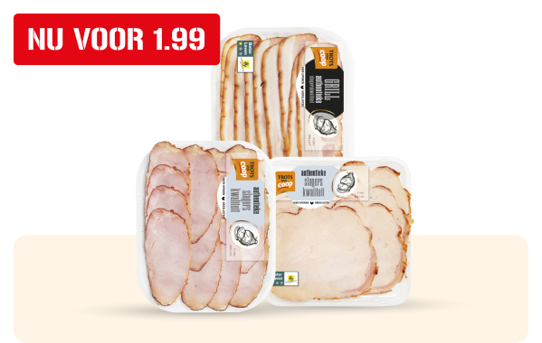 Trots van Coop Authentieke oven- gebakken kipfilet, casselerrib of spek