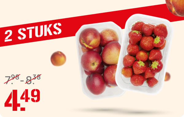 Aardbeien of nectarines, 2 stuks, van 7.98/8.38 voor: 4.49