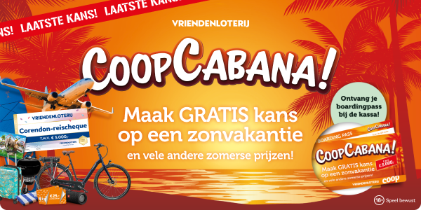 CoopCabana! Maak GRATIS kans op een zonvakantie en vele andere zomerse prijzen!