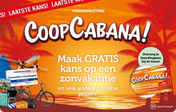 CoopCabana! Maak GRATIS kans op een zonvakantie en vele andere zomerse prijzen!