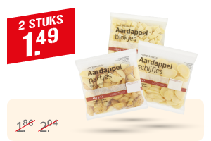 Aardappelblokjes, -partjes of -schijfjes