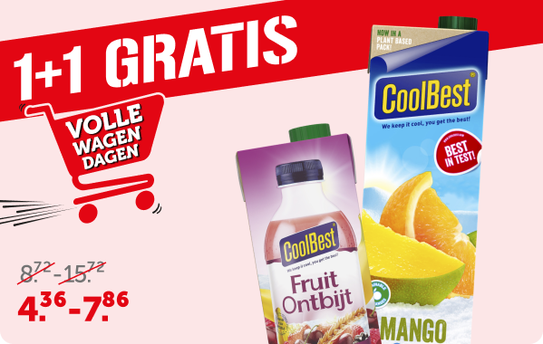 CoolBest sappen of fruitontbijt, nu 1+1 gratis!