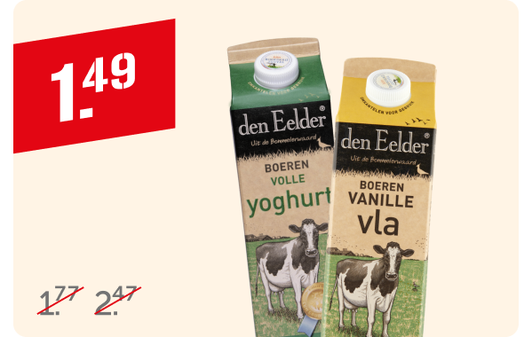 Den Eelder boerenyoghurt of -vla