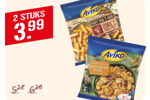 Aviko grip ‘n dip, friet van ‘t huis, schotels of churros