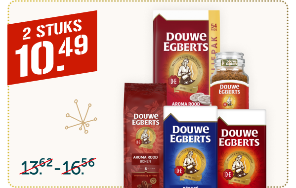 Douwe Egberts aroma rood of décafé snelfiltermaling, bonen, koffiepads of oploskoffie