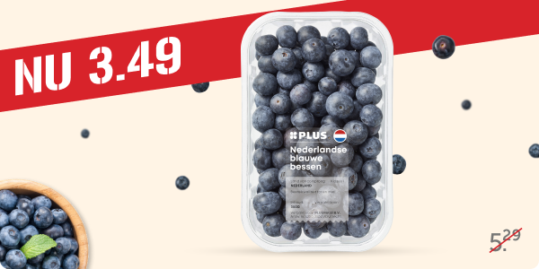 PLUS Blauwe bessen schaal 300 gram, nu voor maar 3,49 per schaal!