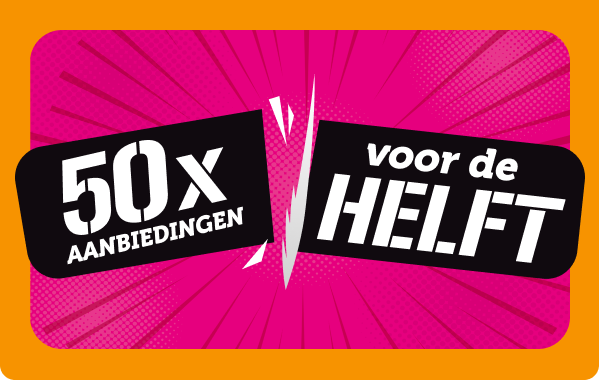 50x aanbiedingen voor de helft