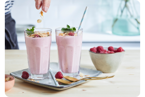 Aardbei-framboos ontbijtsmoothie