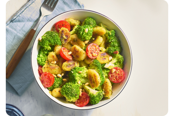 Gebakken gnocchi met pesto