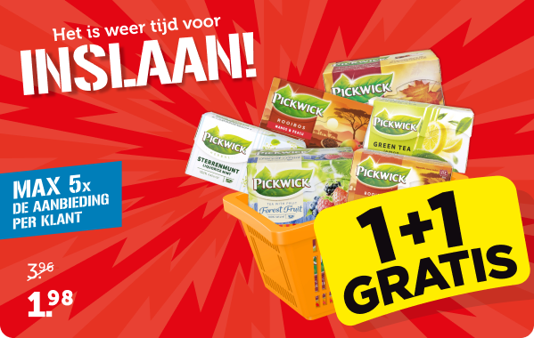 Het is weer tijd for INSLAAN! | Pickwick Eenkopsthee nu 1+1 gratis