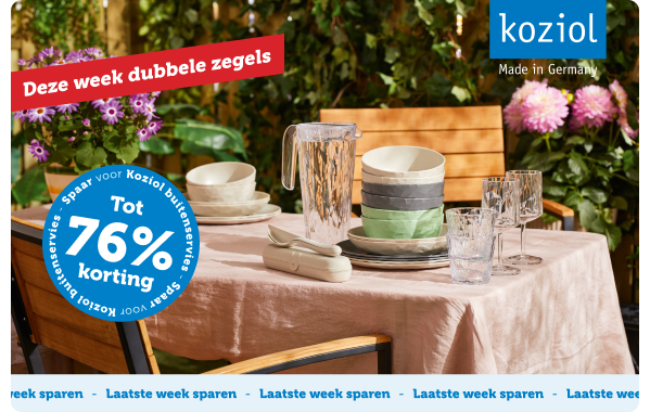 Spaar voor Koziol buitenservies | Tot 76% korting | Laatste week sparen | Deze week dubbele zegels