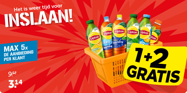 Het is weer tijd voor inslaan! | Lipton Ice Tea, 1+2 gratis | Max 5x de aanbieding per klant