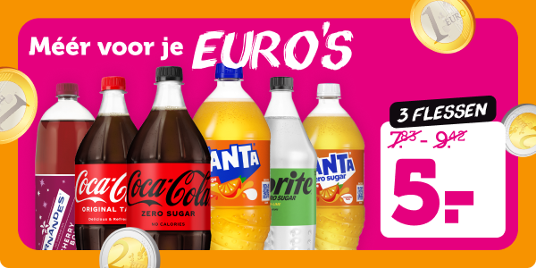 Meer voor je EURO'S | 3 flessen Coca-Cola, Fanta, Fernandes of Sprite voor slechts €5