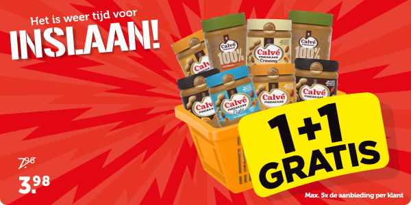 Het is tijd voor INSLAAN! | 1 + 1 gratis op Calvé Pindakaas