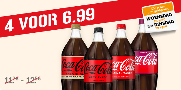 Coca-Cola voor maar €6.99 | Alle acties zijn geldig van WOENSDAG 23 april t/m DINSDAG 29 april