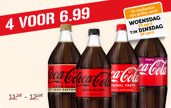 Coca-Cola voor maar €6.99 | Alle acties zijn geldig van WOENSDAG 23 april t/m DINSDAG 29 april