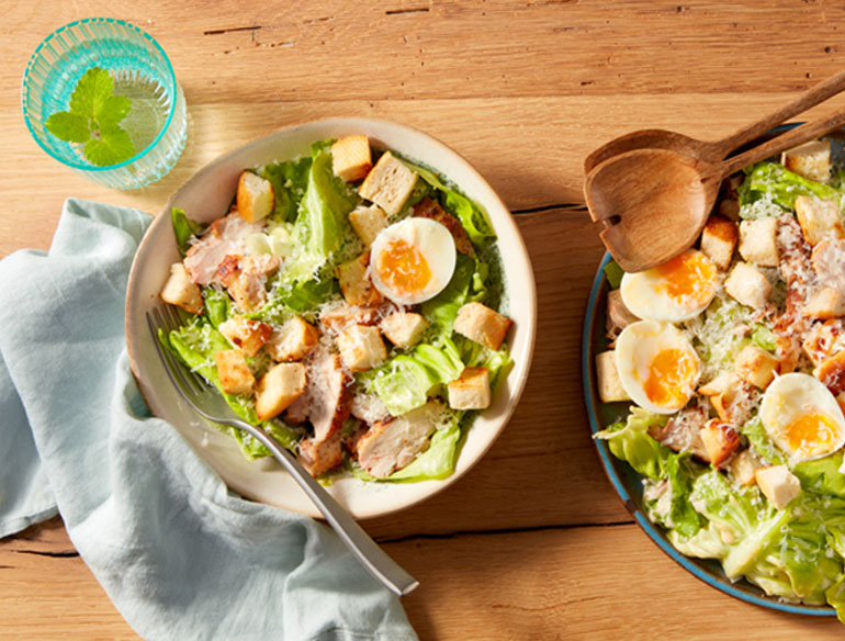 Koken met Laagblijvers: caesar salade met kip | Bekijk recept