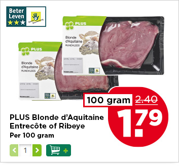 PLUS Blonde d’Aquitaine Entrecôte of Ribeye