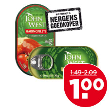 John West tonijnstukken, haringfilets of ansjovisfilets