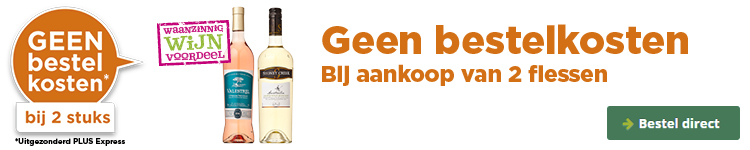 Geen bestelkosten bij aankoop van 2 flessen