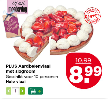 PLUS aardbeienvlaai met slagroom