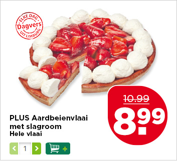 PLUS Aardbeienvlaai met slagroom