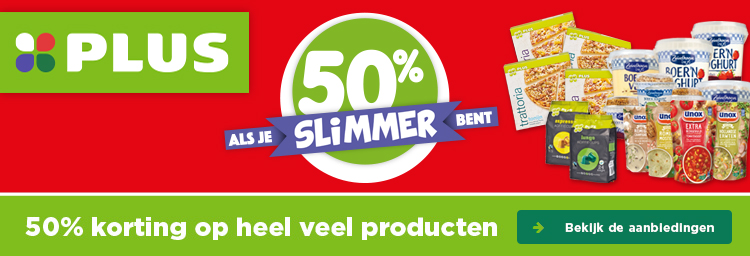 50% ALS JE SLIMMER BENT | 50% korting op heel veel producten