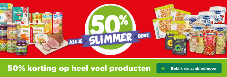 50% ALS JE SLIMMER BENT | 50% korting op heel veel producten