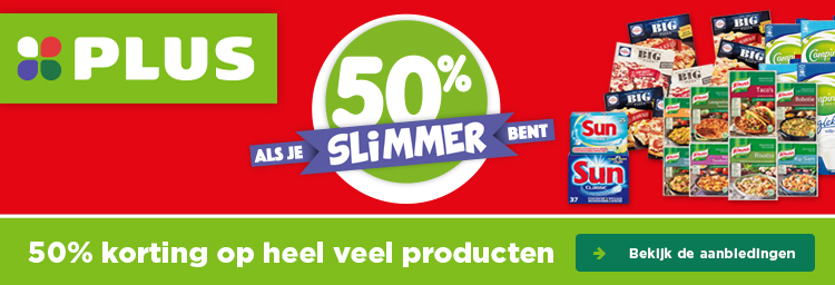50% ALS JE SLIMMER BENT | 50% korting op heel veel producten | Bekijk de aanbiedingen