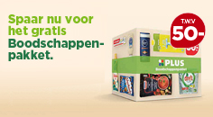 Spaar nu voor het gratis PLUS Boodschappenpakket Spaar nu voor het gratis PLUS Boodschappenpakket