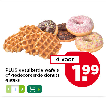 PLUS Gesuikerde wafels of gedecoreerde donuts