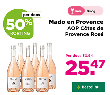 Mado en Provence AOP CÃ´tes de Provence RosÃ© | RosÃ© Droog | per doos 50% korting | Per doos van 50.94 voor 25.47 | Bestel nu