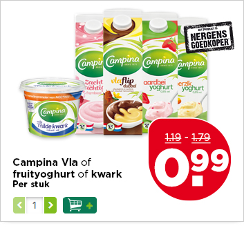 Campina Vla of fruityoghurt of kwark